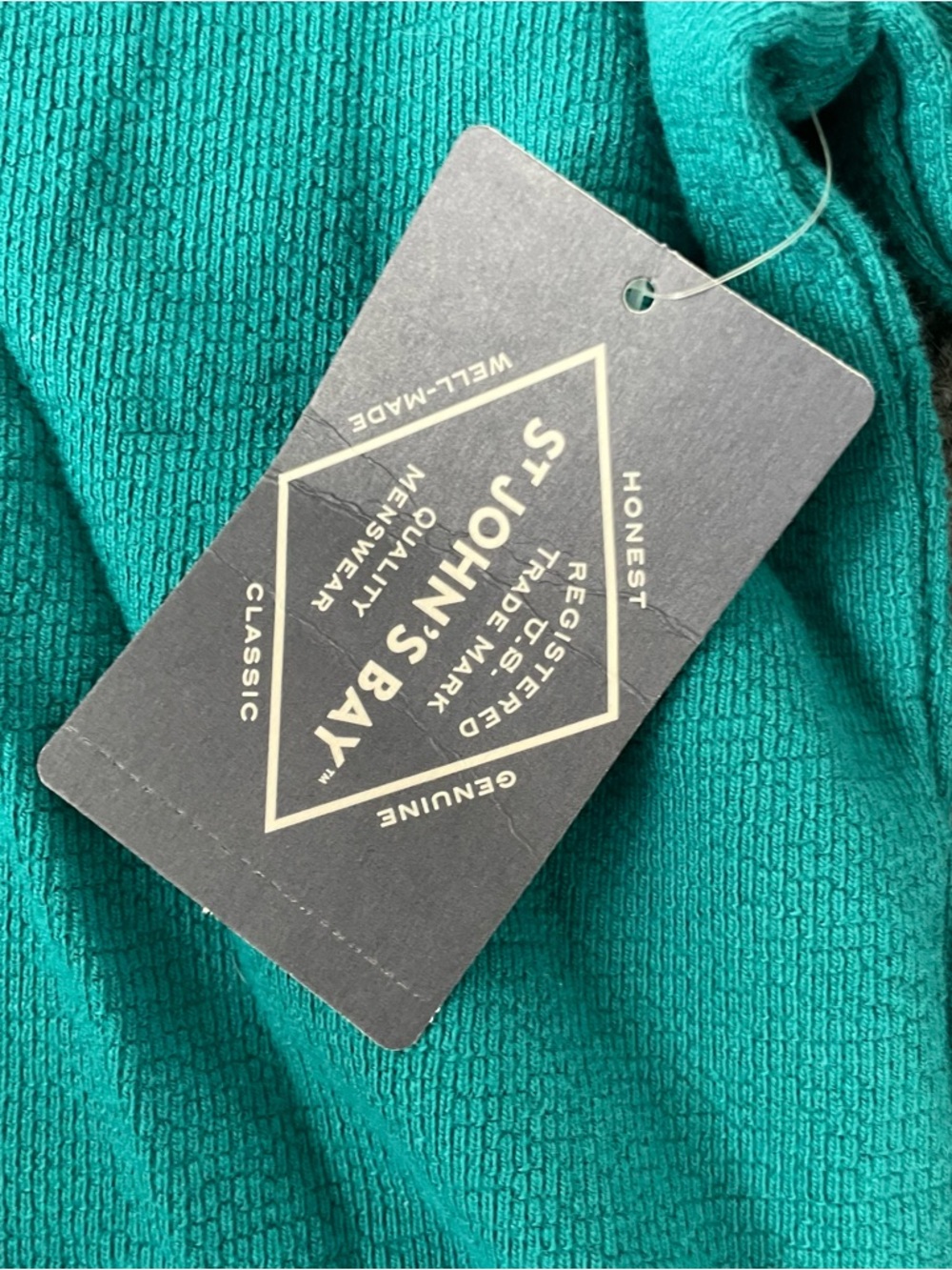 St. John's Bay Teal Quarter-Zip Sweater with Navy Collar - Picture 5 of 8